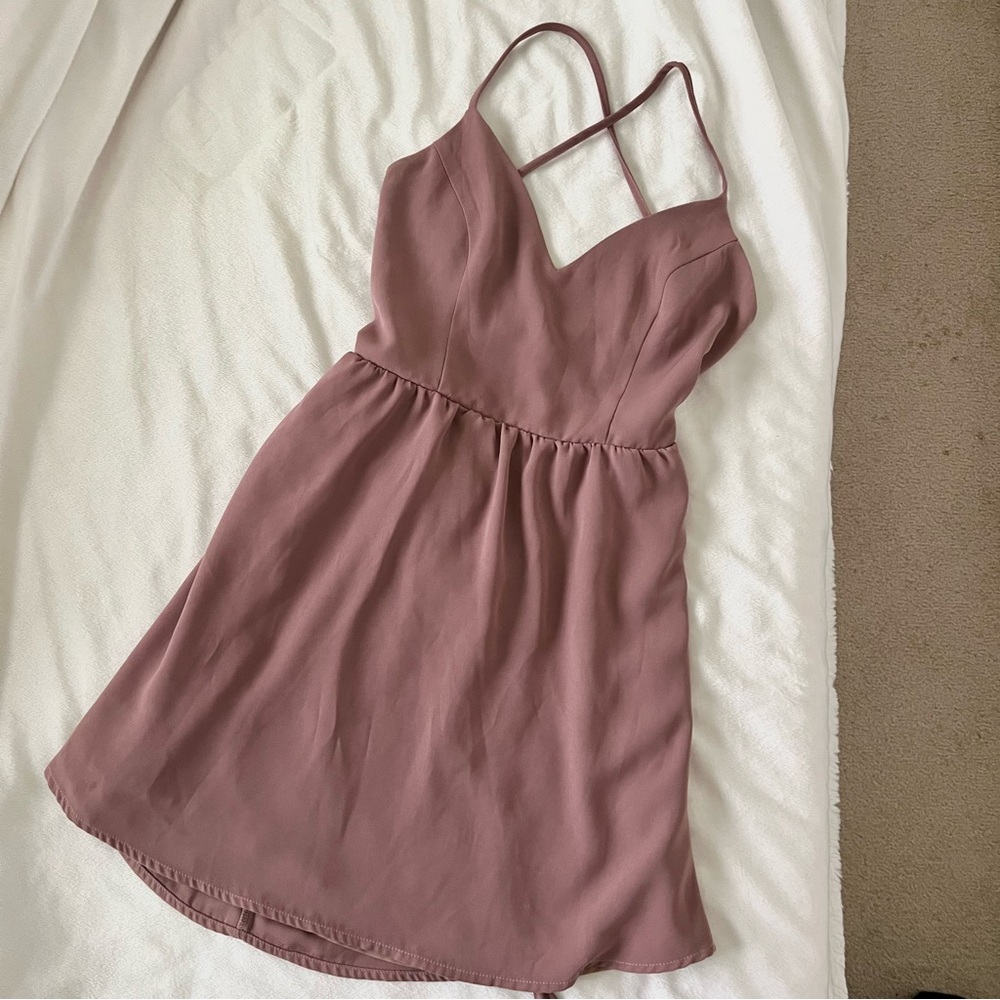 TOBI nude pink tie-back spaghetti straps mini dress